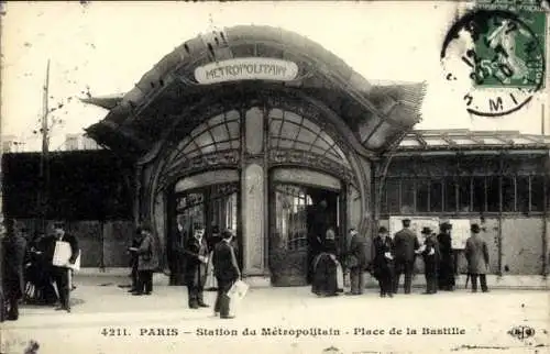 Ak Paris XII., Metropolitain Station, Place de la Bastille, U-Bahnstation