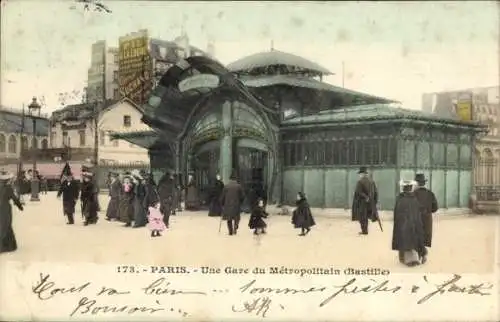 Ak Paris XII., Metropolitain Station, Place de la Bastille, U-Bahnstation