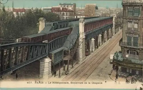 Ak Paris X, Metropolitan, Boulevard de la Chapelle
