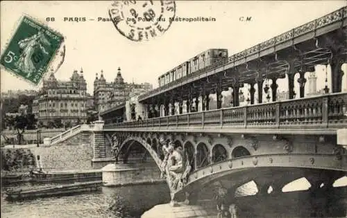 Ak Paris XVI. Passy, Die Metropolitan Bridge