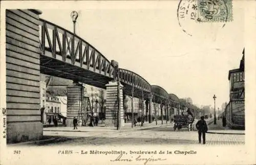 Ak Paris XVIII., Le Metropolitain, Boulevard de la Chapelle