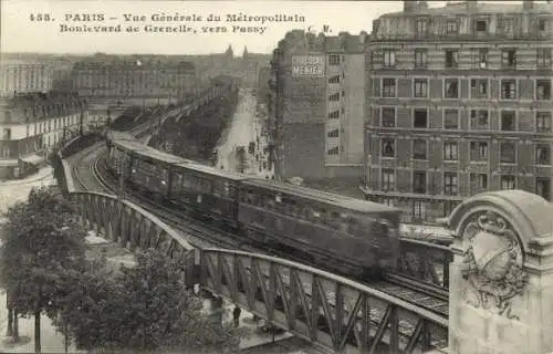 Ak Paris XVIe Passy, Metropolitan-Viadukt, Boulevard de Grenelle