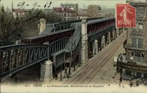 Ak Paris X, Boulevard de la Chapelle, Metropolitan