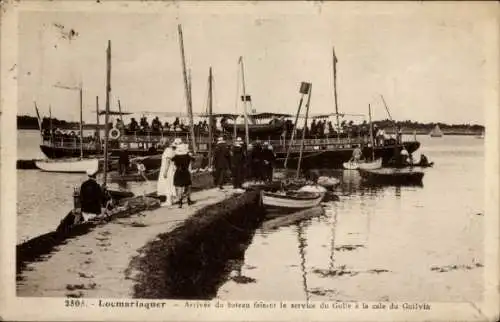 Ak Locmariaquer Morbihan, Ankunft des Bootes