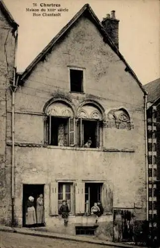Ak Chartres Eure et Loir, Maison du XIIIeme siècle, Rue Chantault