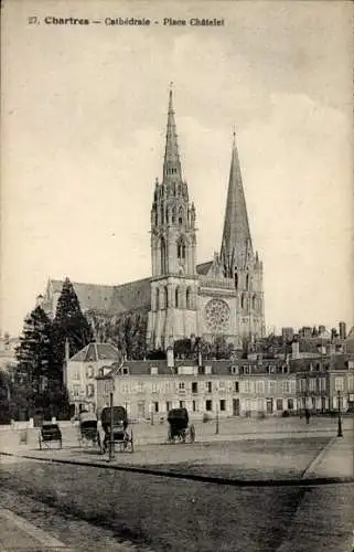 Ak Chartres Eure et Loir, Kathedrale, Schlossplatz