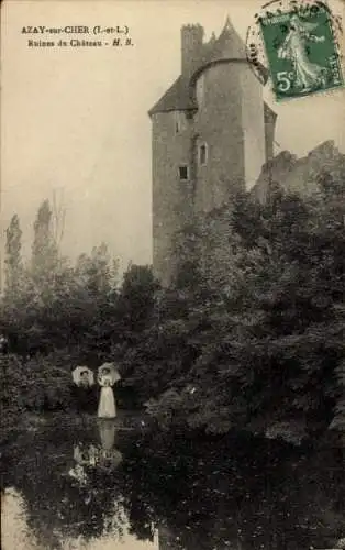 Ak Azay sur Cher Indre et Loire, Schlossruinen