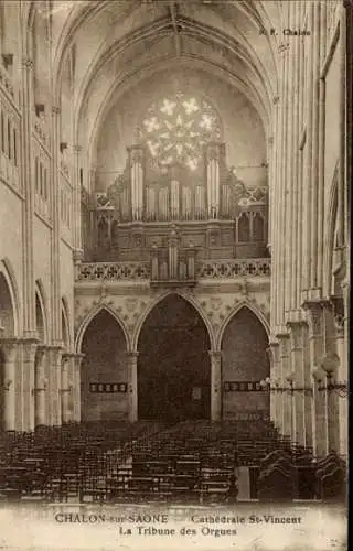 Ak Chalon sur Saône, Cathédrale Saint Vincent, Orgelempore