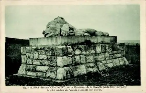 Ak Fleury devant Douaumont Meuse, Monument de la Chapelle Sainte-Fine
