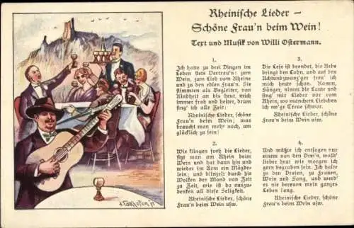 Lied Künstler Ak Volkhofen, Willi Ostermann, Rheinische Lieder, Schöne Frau'n beim Wein