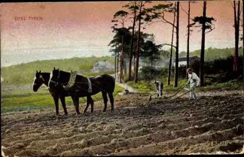 Ak Landwirtschaft, Ackerarbeit, Pflug, Pferde, Bauer