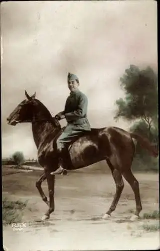 Ak Französischer Soldat zu Pferde