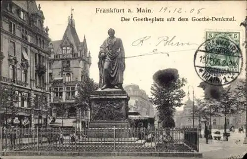 Ak Frankfurt am Main, Goetheplatz, Goethe-Denkmal