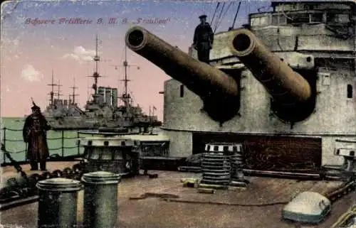 Ak Deutsches Kriegsschiff, SMS Preußen, Kaiserliche Marine, schwere Artillerie, Bordgeschütze
