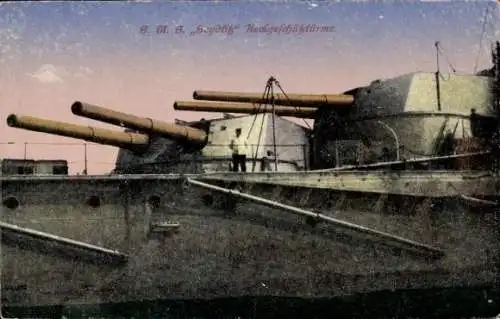 Ak Kriegsschiff S.M.S. Seydlitz, Heckgeschütztürme