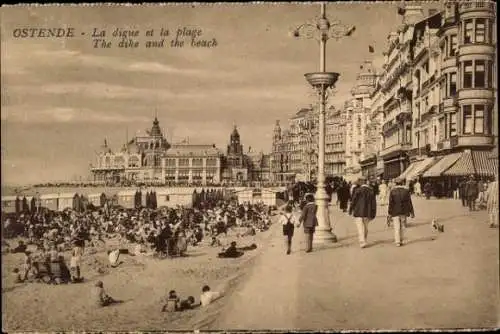 Ak Ostende Ostende Westflandern, Deich, Strand