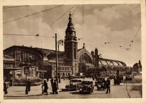 Ak Hamburg, Hauptbahnhof, Autos, Straßenbahn