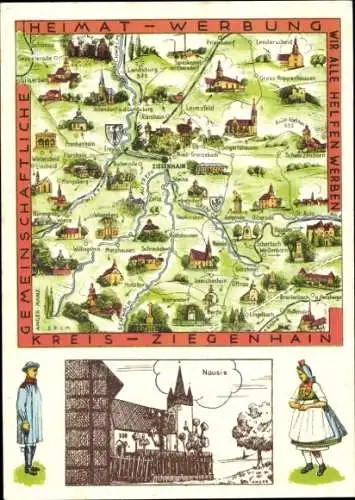 Landkarten Ak Wasenberg Treysa, Ziegenhain, Rörshain
