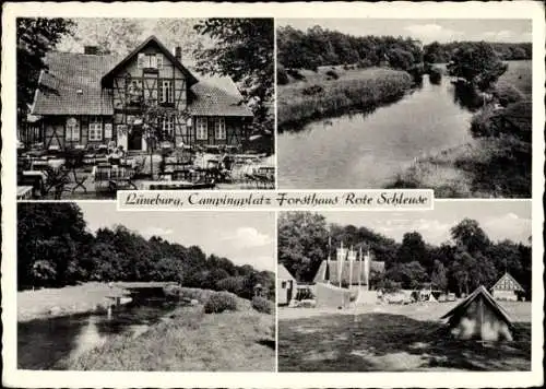 Ak Lüneburg in Niedersachsen, Campingplatz Forsthaus Rote Schleuse, Gasthaus, H. Hoffmann, Zelte