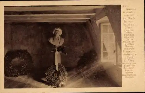 Ak Bonn am Rhein, Beethovenhaus, Beethovens Geburtszimmer, Büste