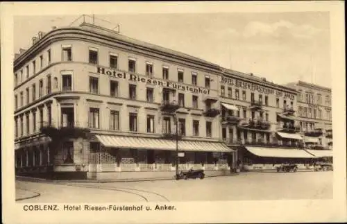Ak Koblenz am Rhein, Hotel Riesen-Fürstenhof und Anker