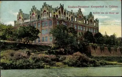 Ak Koblenz, Knabenpensionat Kemperhof, Blick von der Mosel aus