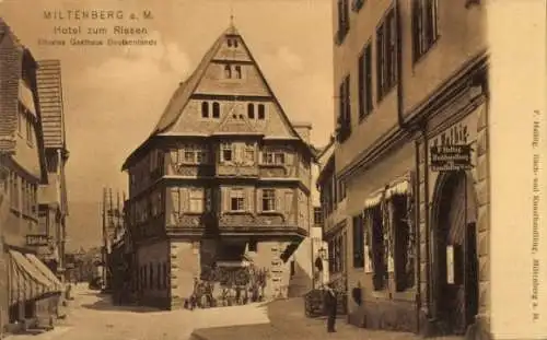 Ak Miltenberg in Unterfranken Bayern, Hotel zum Riesen, Buchhandlung von Halbig