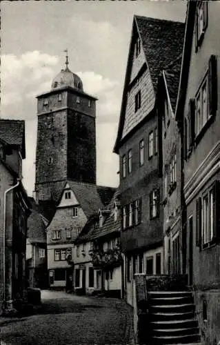 Ak Lohr am Main Unterfranken, Fischergasse, Stadtturm, Treppe