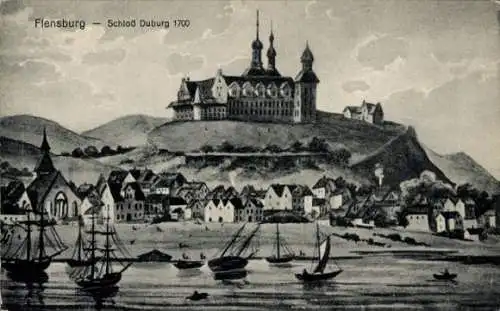 Ak Flensburg in Schleswig Holstein, Schloss Duburg, 1700