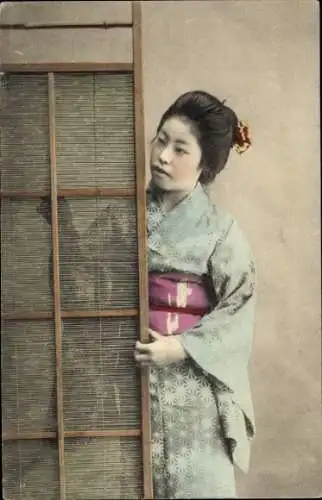 Ak Japan, Mädchen in japanischer Tracht, Portrait, Kimono