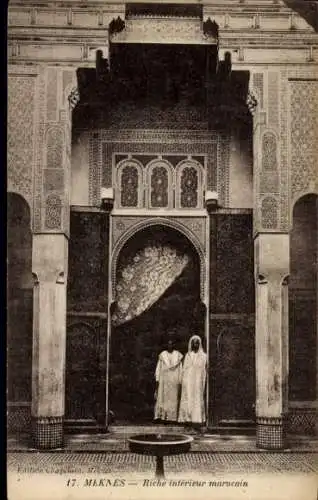 Ak Meknes Marokko, reichhaltiges marokkanisches Interieur