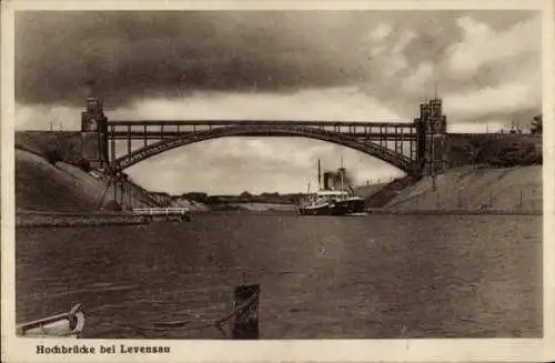Ak Levensau Neuwittenbek in Schleswig Holstein, Hochbrücke, Dampfer