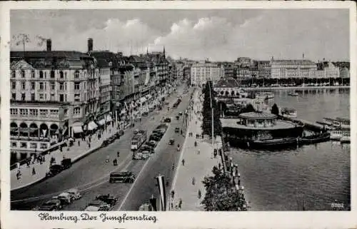 Ak Hamburg Mitte Neustadt, Jungfernstieg, Straßenbahn