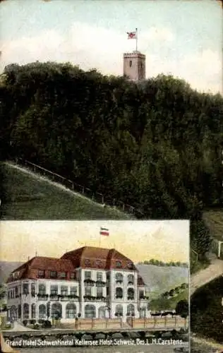 Ak Malente in Ostholstein, Kellersee, Grand Hotel Schwentinetal, Turm