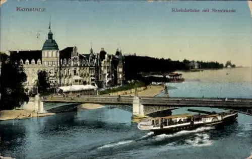Ak Konstanz am Bodensee, Rheinbrücke, Seestraße