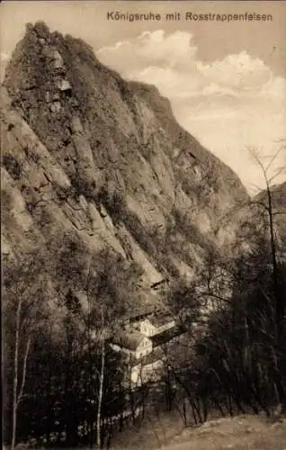 Ak Thale im Harz, Rosstrappenfelsen, Königsruhe