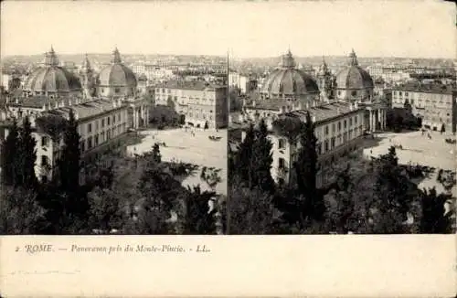 Stereo Ak Roma Rom Lazio, Panorama pris du Monte Pincio