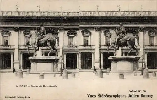 Stereo Ak Roma Rom Lazio, Statue de Marc Aurele