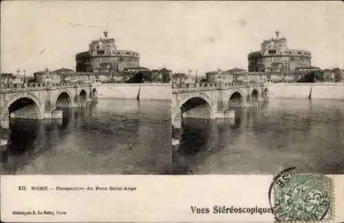 Stereo Ak Roma Rom Lazio, Perspektive der Sant'Angelo-Brücke