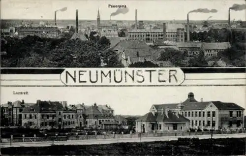 Ak Neumünster in Holstein, Panorama, Lazarett