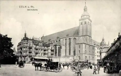 Ak Köln am Rhein, Bahnhofplatz, Kutsche