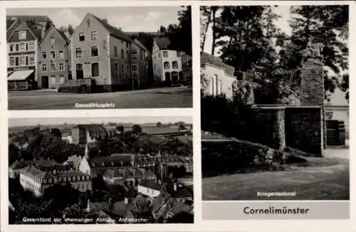 Ak Cornelimünster Kornelimünster Aachen, Kriegerdenkmal, Benediktusplatz, Abtei, Abteikirche