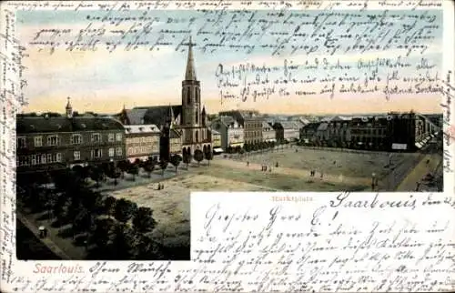 Ak Saarlouis im Saarland, Marktplatz, Kirche