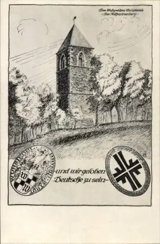 Künstler Ak Wunsiedel in Oberfranken, Der Katharinenberg, Wappen, Turnerkreuz