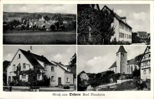 Ak Dühren Sinsheim in Baden Württemberg, Teilansicht, Gasthof, Kirche