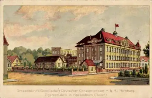 Künstler Ak Hockenheim in Baden, Zigarrenfabrik