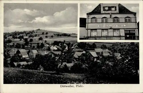Ak Dittweiler in der Pfalz, Gesamtansicht, Gasthaus zum deutschen Haus