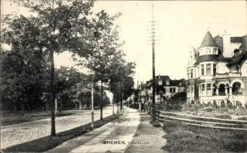 Ak Hansestadt Bremen, Parkallee, Straßenpartie, Villen