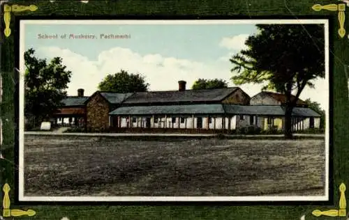 Passepartout Ak Pachmarhi Indien, Schule des Musketenschießens