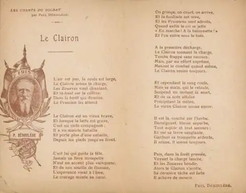 Klapp Lied Ak Le Clarion, Les Chants du Soldat, Paul Deroulede